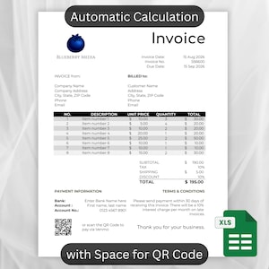 Factuursjabloon Google Spreadsheets en Excel | Zakelijke factuur | Bewerkbaar factureringsformulier | voor kleine bedrijven (digitale download)