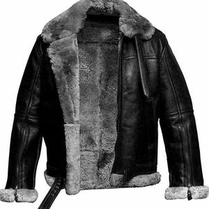 Men’s Genuine Leather Shearling Jacket | B3 Bomber Aviator Coat | Warm Winter Gift for Him