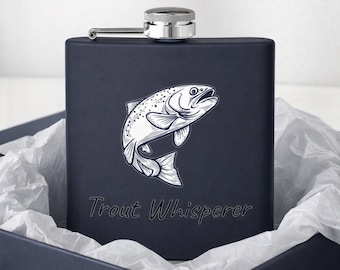 Trout Whisperer Flask, Stainless Steel Hip Flask, Fisherman Gift, Fly Fishing Outdoor Adventure