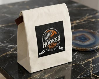 Bolsa térmica HOOKED VIBE para iscas, lancheira, presente para pescadores, bolsa de lona para pesca de lúcio, bolsa para lanches de pescador, presente para pai pescador, ideal para viagens ao lago.