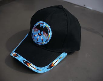 Eagle Beaded Baseball Cap - Native American Style, Handmade