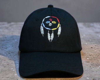 Eagle Embroidery Baseball Cap - Native American Style, Handmade