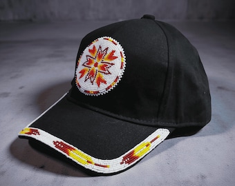 Handmade Beaded Baseball Cap: Native American Style, Boho Chic