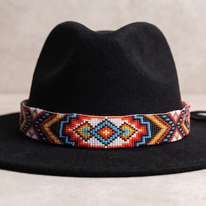 Handmade Native American Beaded Hatband Headband | southwestern | Aztec