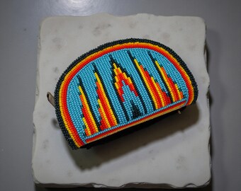 Sky-Blue Handmade Native American Style Beaded Coin Purse Small Beaded Pouch Gift for her