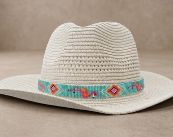 Handmade Native American Beaded Hatband Headband | southwestern | Aztec