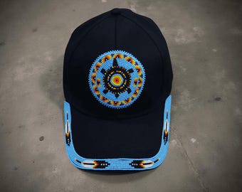 Handmade Turtle Beaded Baseball Cap: Native American Style