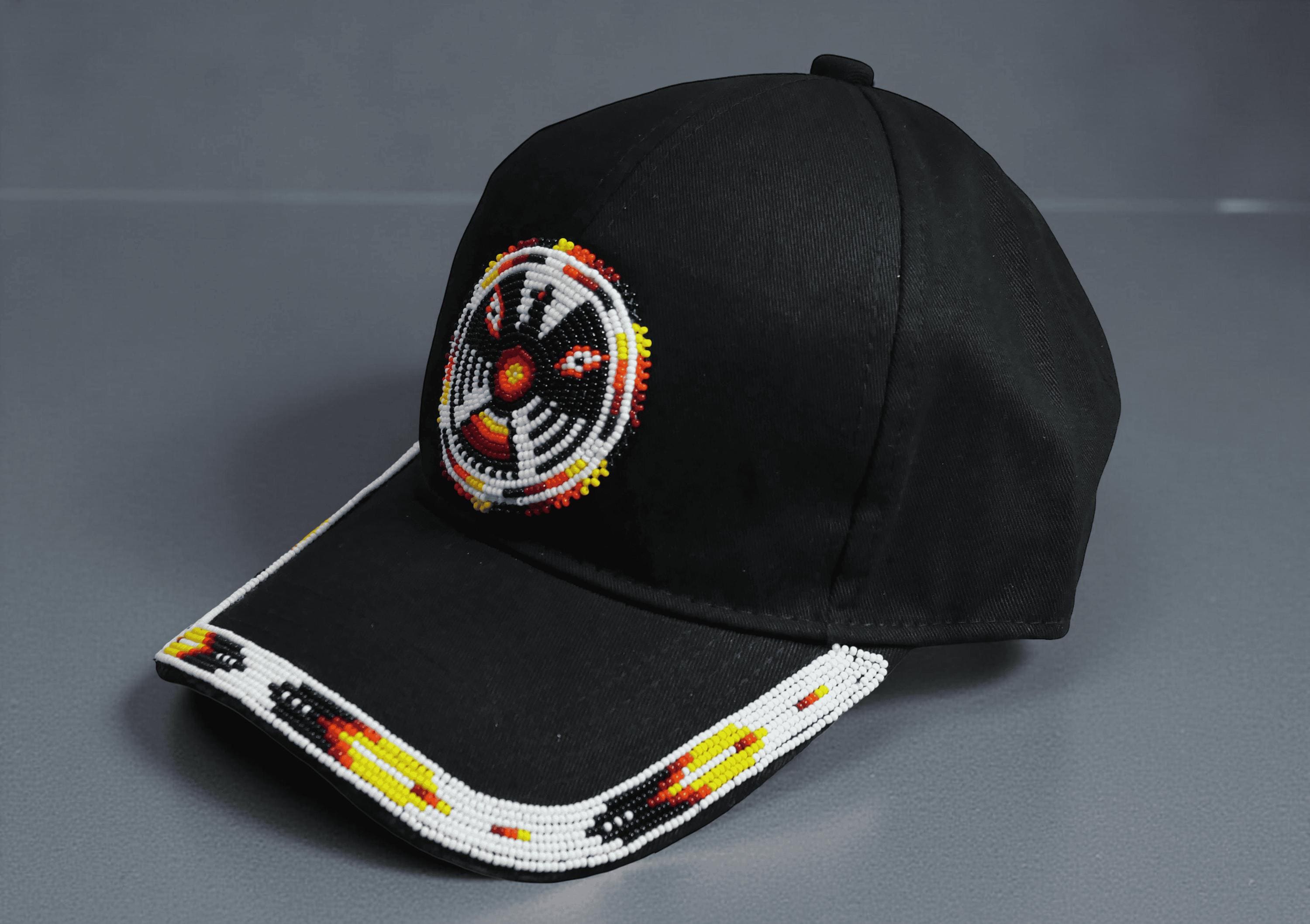 Casquette De Baseball Homme Native Pride Noire - Broderie Plumes, Taille Réglable, Look Authentique