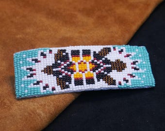 Handmade Native American Beaded Hair Barrette Clip