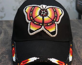 Handmade Beaded Baseball Cap: Native American Style, Southwestern Boho