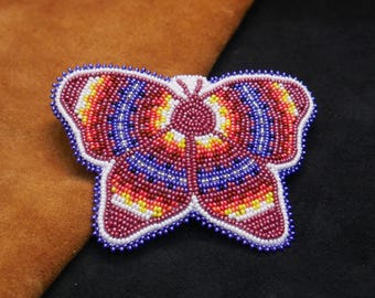 Handmade Beaded Butterfly Barrette: Native American Hair Clip