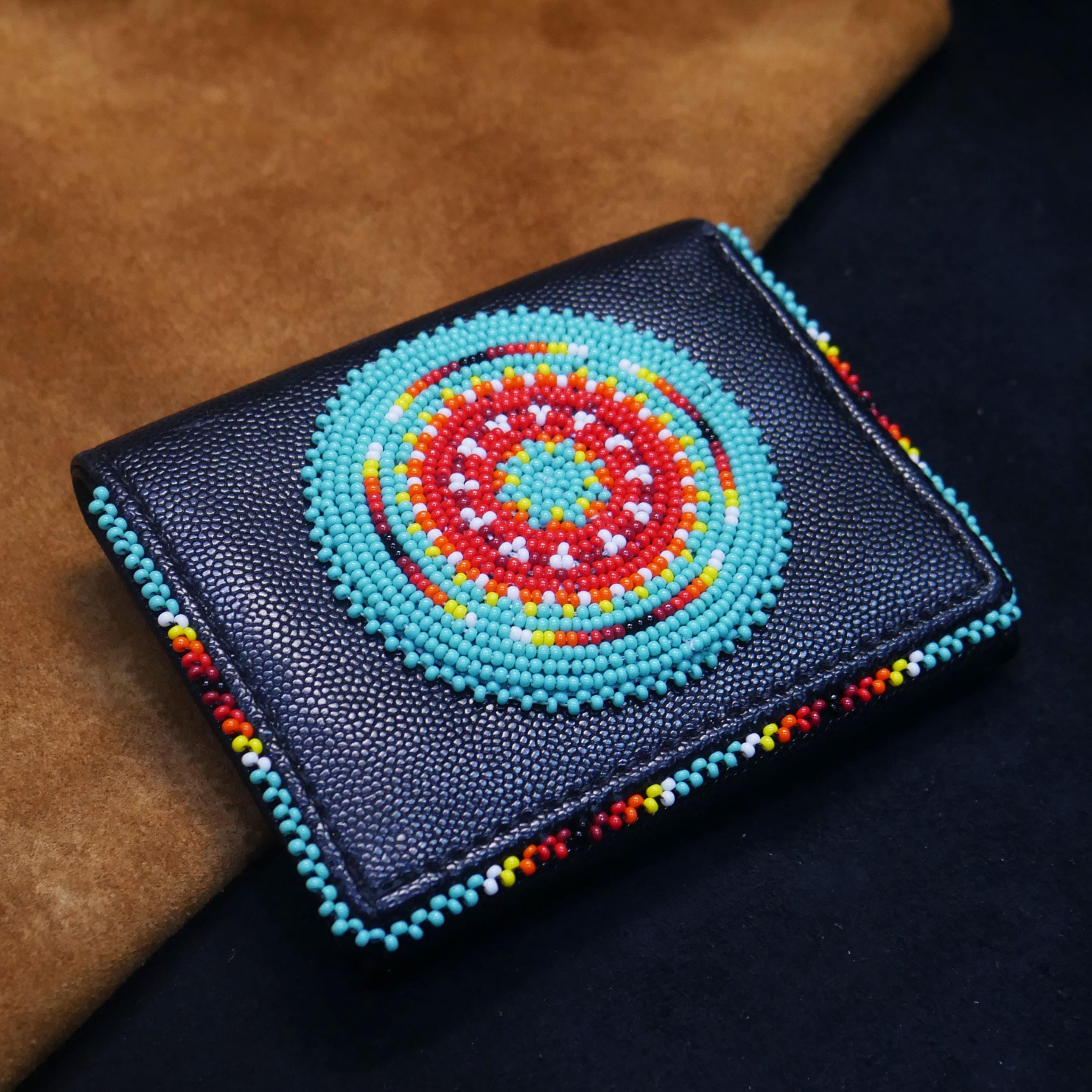 Handmade Beaded Bifold Wallet | Native American Style Bear Claw Design ...
