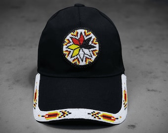 Handmade Beaded Baseball Cap: Native American Style, Southwestern Boho