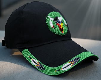 Handmade Beaded Baseball Cap: Native American Style, Southwestern Boho