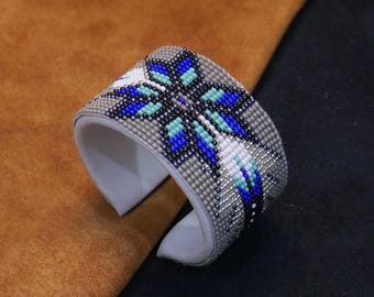 Bear-paw Handmade Inspired Native American Beaded Cuff Bracelet