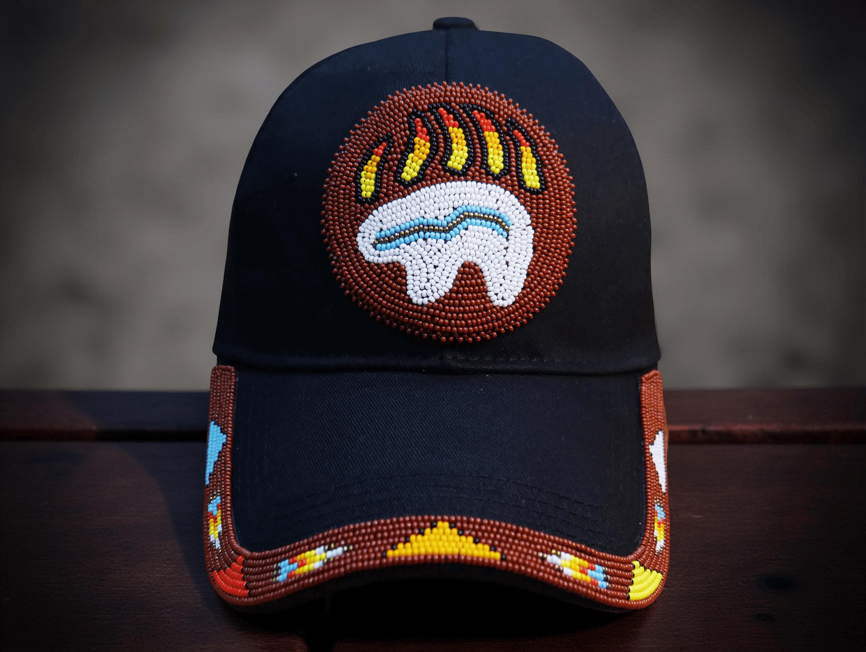 Beaded Bear Paw Baseball Cap, Native American Style Hat - Etsy display picture 3