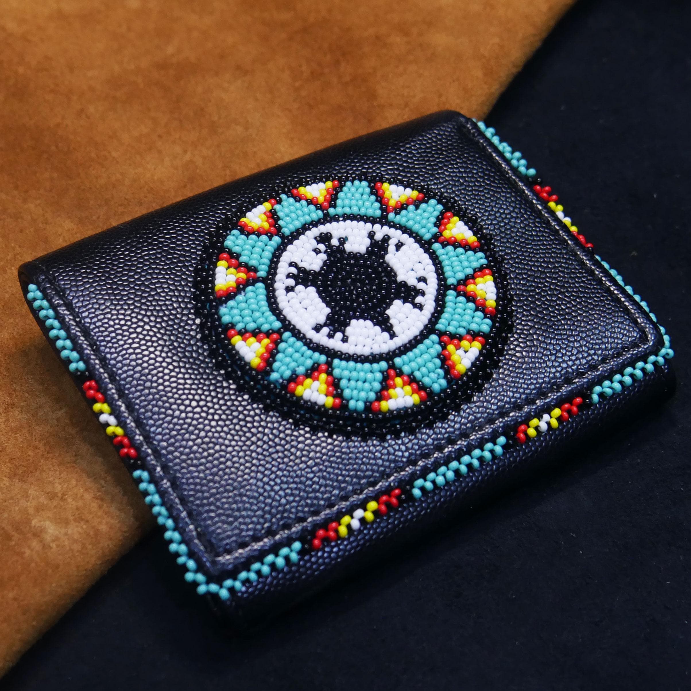 Native Handwallet Handmade Beaded Bifold Wallet | Native American Style Bear Claw Design ...