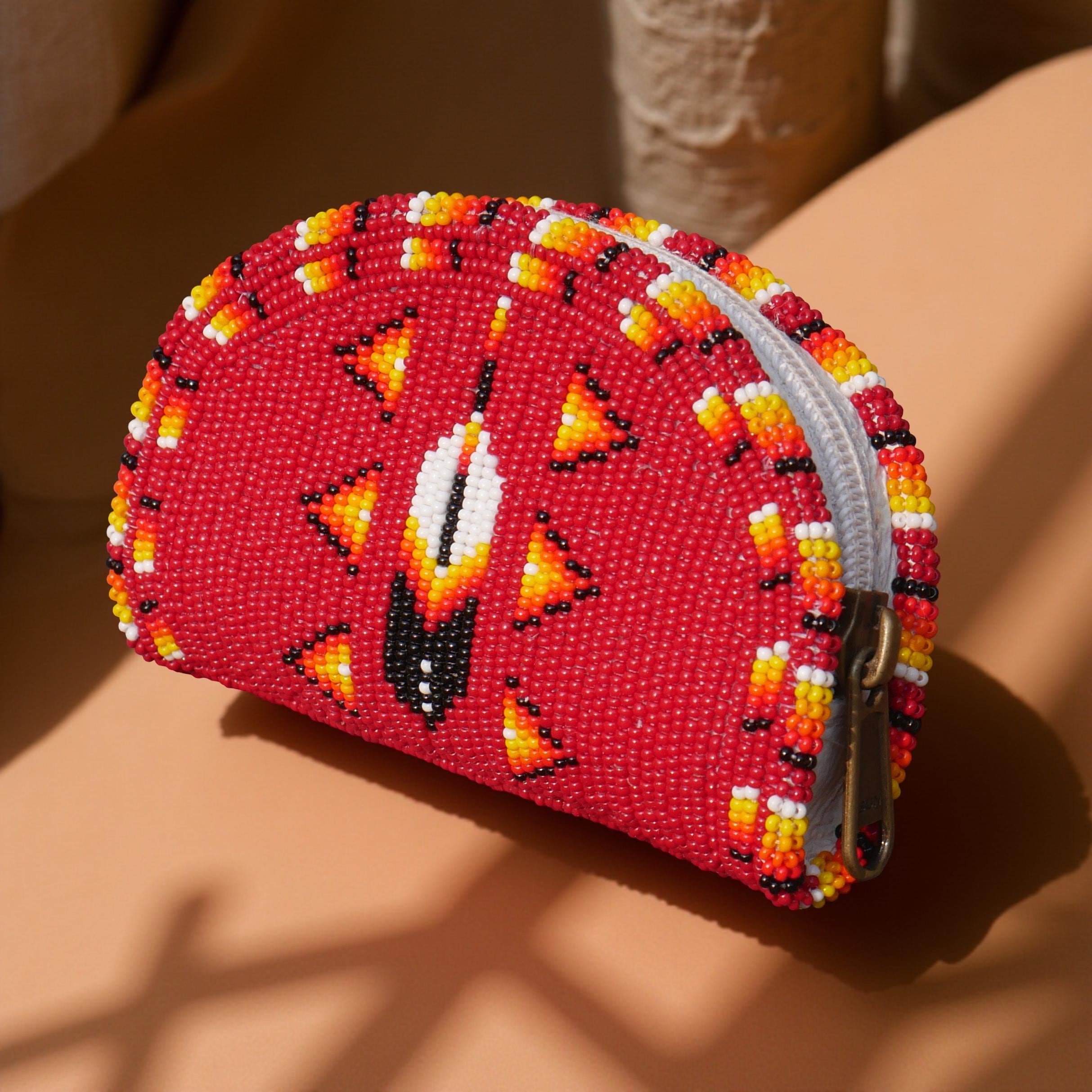 Indianフリンジポーチ 90‘ Hand Made 新品 Turquoise Handmade Native American Style Beaded Coin Purse Small