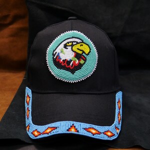 Turkos örnpärlkeps - Indiansk stil, handgjord