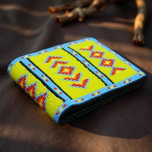 Native Handwallet Handmade Native American Style Beaded Men's Wallet | Bifold Wallet ...