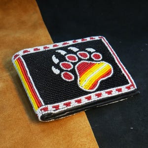 Handgjord plånbok i indiansk stil med pärlor för män | Vikplånbok | Present till honom