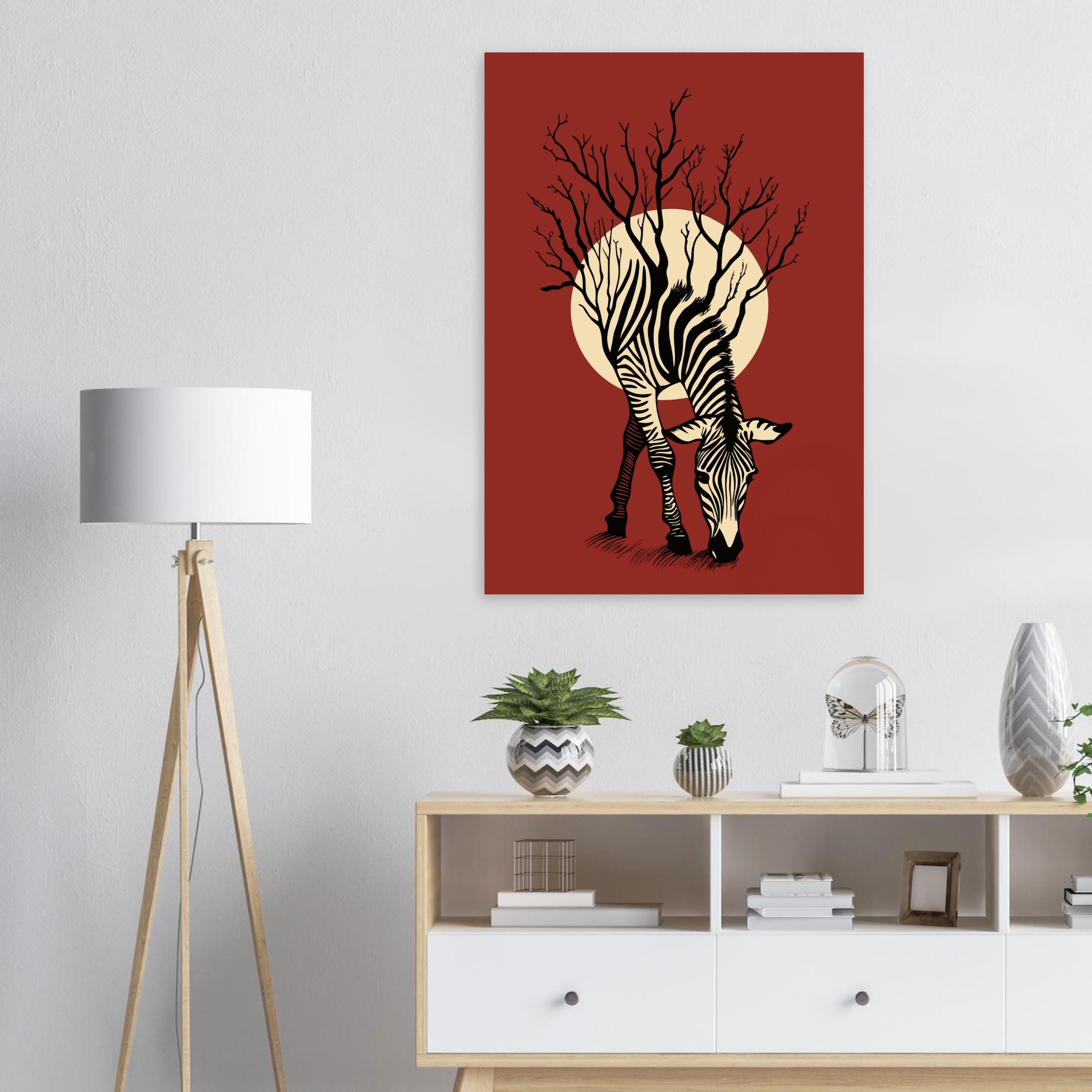 Surreal Zebra Art Print: Red & Black Minimalist Animal Poster - Etsy