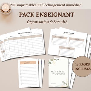 Pack enseignant PDF imprimable – Organisation de classe & suivi élèves | 13 fiches