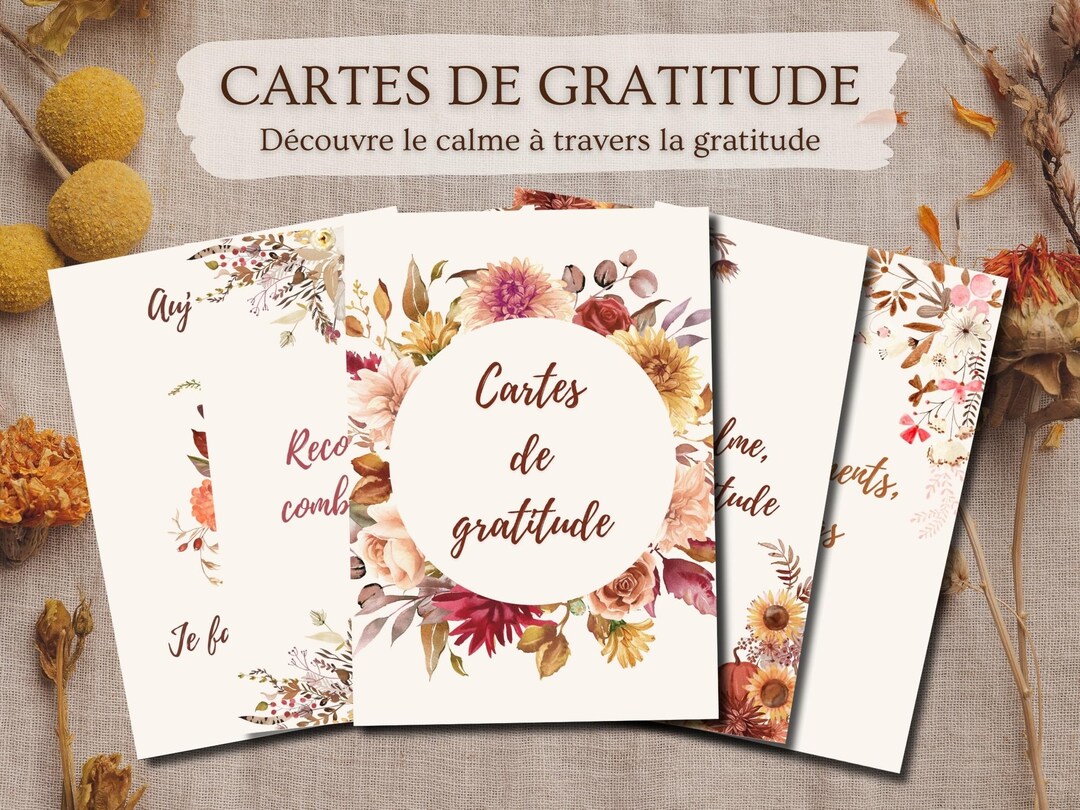 Cartes De Gratitude à Imprimer | Rituel De Gratitude & Bien-être ...