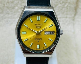 Orologio meccanico automatico Seiko5 vintage: movimento automatico giorno/data 6309 21 gioielli giapponese