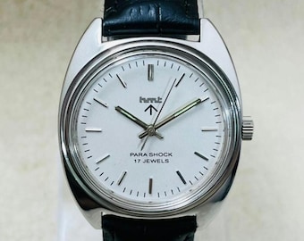Vintage HMT Arrow White Dial Mechanical Watch: 17 Jewels Manual-Winding Made In India