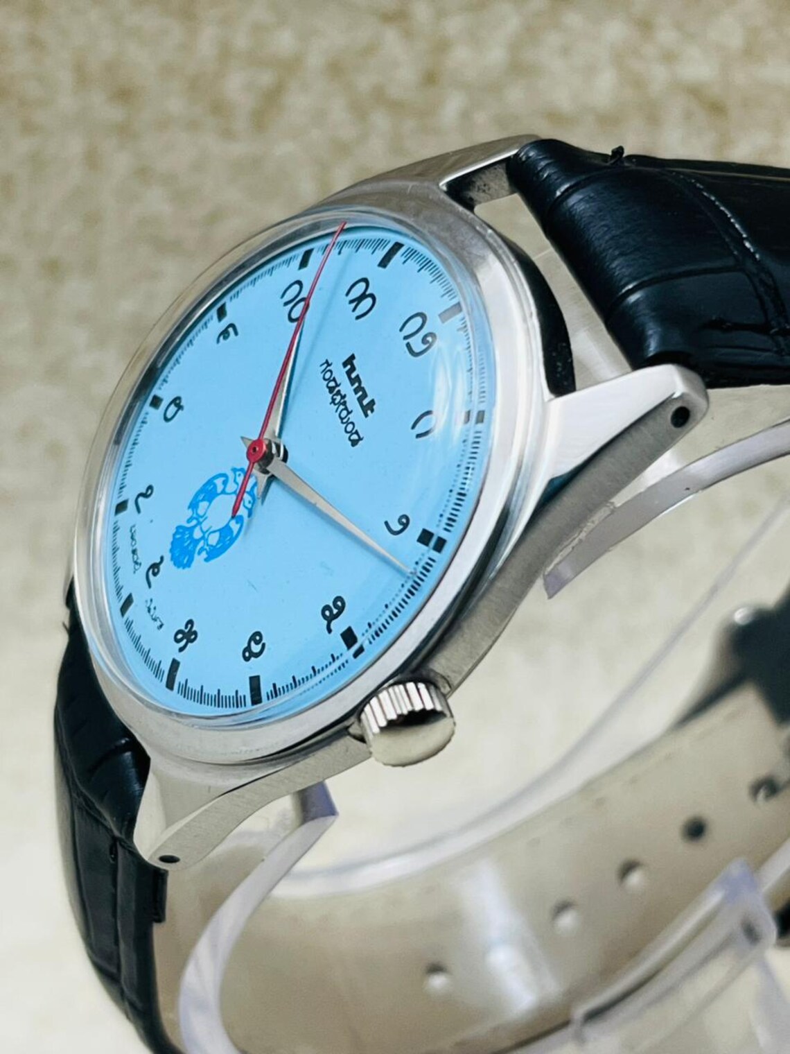 Vintage HMT Kannada Gandaberunda Mechanical Watch: Baby Blue Dial, 17 Jewels, foto 2 de 5