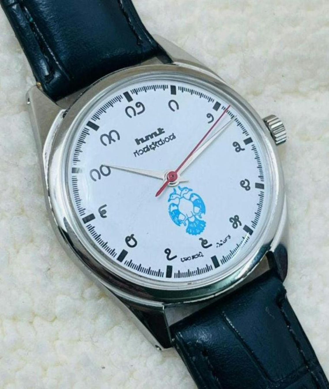 Vintage HMT Kannada Gandaberunda Mechanical Watch: White Dial, Manual Wind, photo 1 sur 5