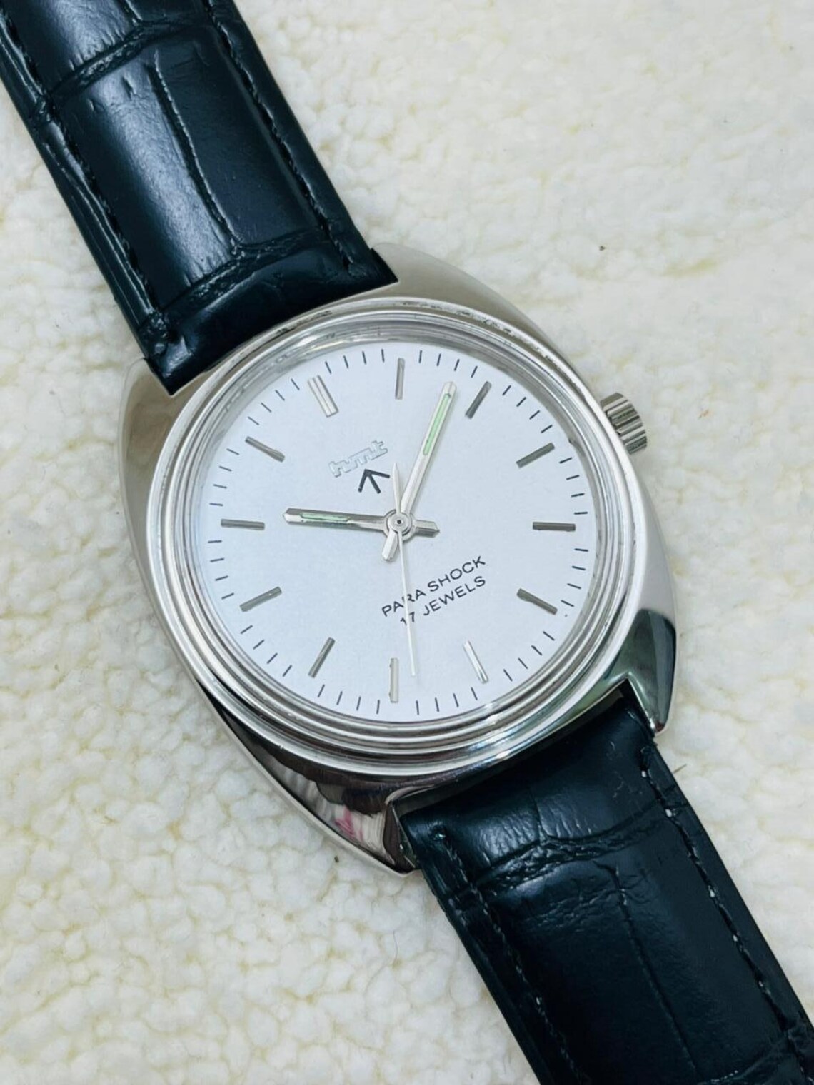 Vintage HMT Arrow White Dial Mechanical Watch: 17 Jewels Manual-Winding Made In India, foto 3 de 5