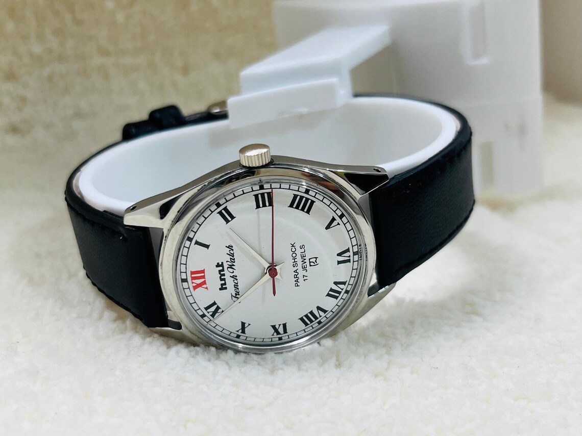 Vintage HMT French Mechanical Watch: Roman Numerals, 17 Jewels, foto 3 de 5