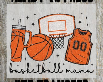 Basketball Mama Ready to Press: Trendy Glitter Basketball Heat Transfer, Sports Season Design Dtf