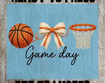 Game Day Basketball Ready to Press: Faux Yarn Basketball Heat Transfer, Sports Design Dtf