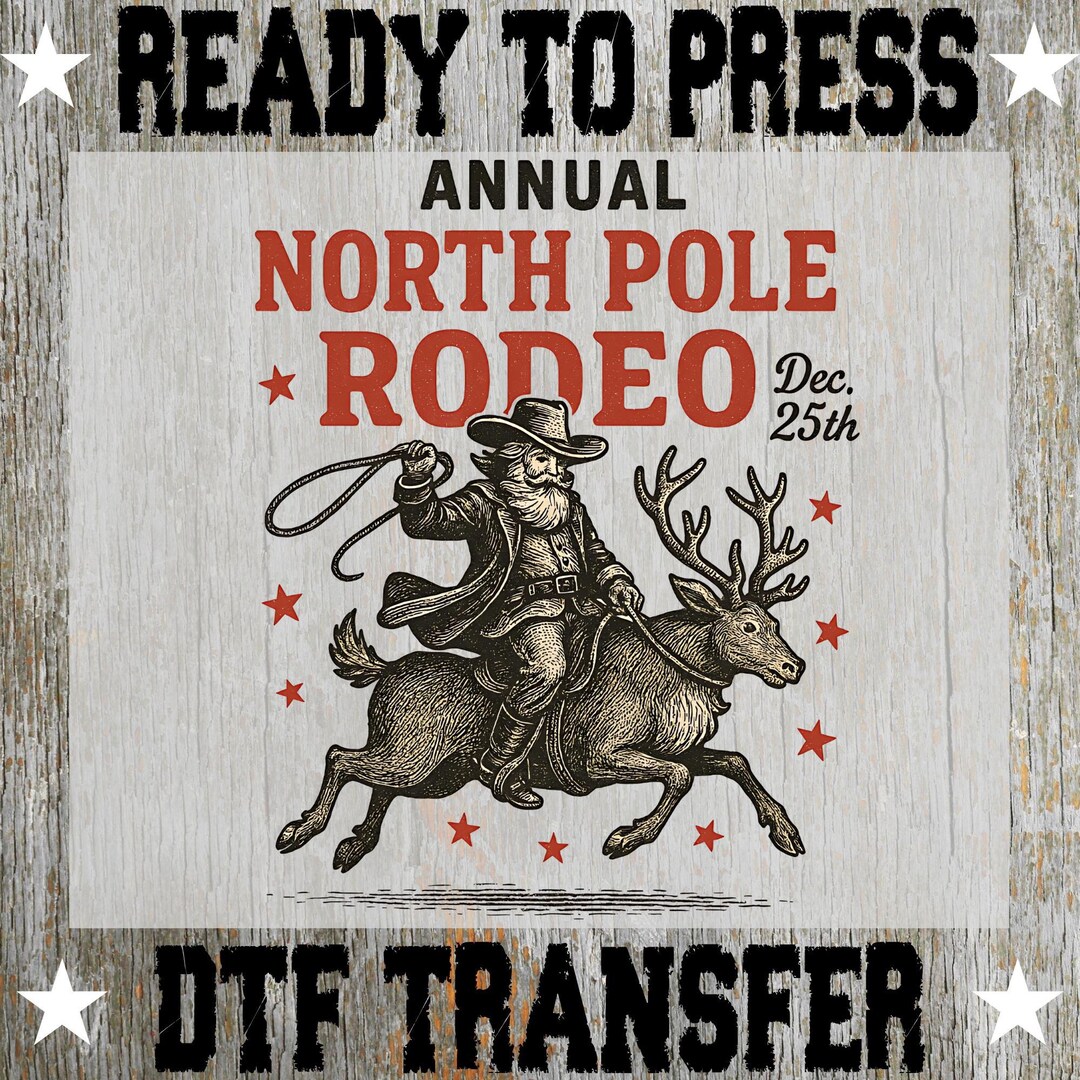 Cowboy Santa Claus Ready to Press: North Pole Rodeo Heat Transfer ...