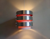 1960s pendant light, tiered aluminium, white, red ceiling light kitchen light minimalist industrial vintage