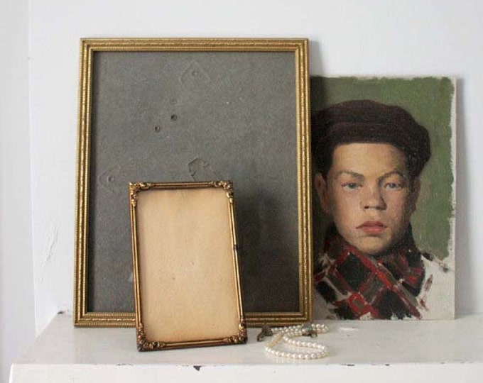 Vintage Picture Frames. Set of 2. Gilded Wooden and Metal Small Frames.. Eveteam Etsy