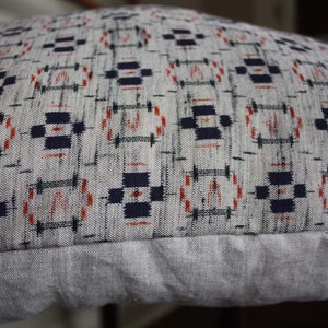 Grey blue Ikat Decorative Pillow. Vintage kimono Grey indigo Red throw Cushion Cover for sofa image 4