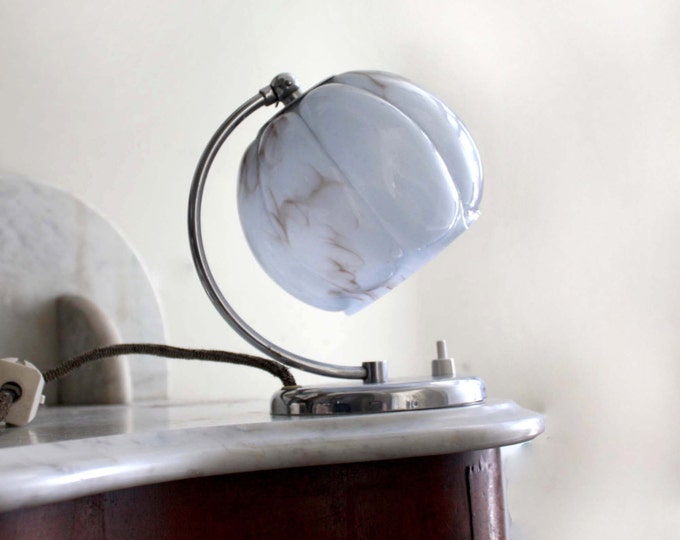 Vintage Art Deco Table Lamp. Adjustable Translucent Baby Blue Etsy