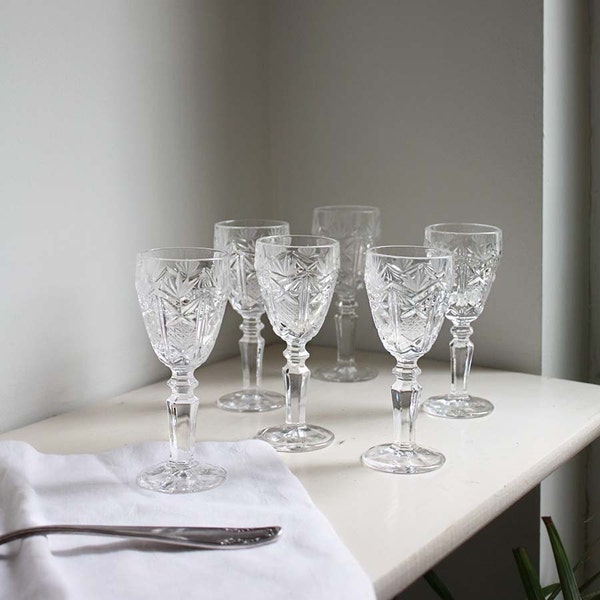 Six Vintage Crystal Sherry/ Port/ Aperitif Glasses.