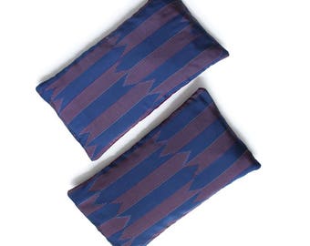 Silk Ikat Arrows Recycled Decorative Pillow / Throw Cushion Cover. Blue red. 30x50cm.12x20'' .