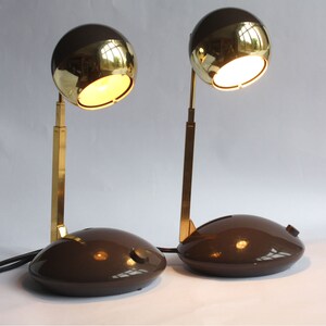 Pair of 1970s Telescopic Table Lamps. Eichhoff Type E3371. Space Age 1970s design. Brown, gold image 8