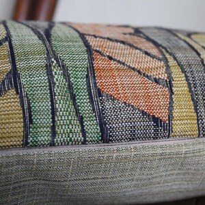 Lumbar Green Orange Tropical Pillow /jacquard Cushion Cover. Recycled Vintage Obi Sash. 30x65cm 12x26'' or 30x60. image 5