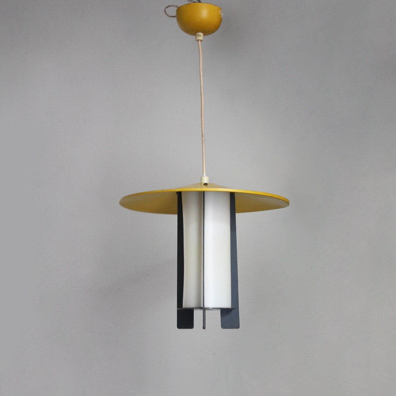 1960s Danish Lantern Pendant Light Ceiling Lamp Yellow Image 0