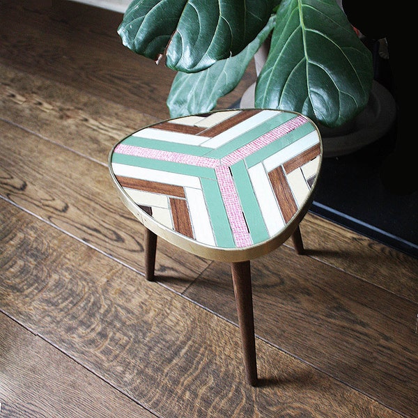 1950s Triangular Tripod Side Table/ Plant Stand.