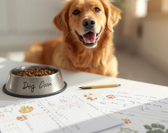 Planificador imprimible de cuidado canino / Registro de salud y actividad de mascotas / Seguimiento de salud y bienestar / Programa de alimentación / Descarga digital