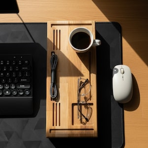 Wooden Monitor Stand Riser, Desk Organizer: Solid Maple,Oak or Computer Laptop Organizer