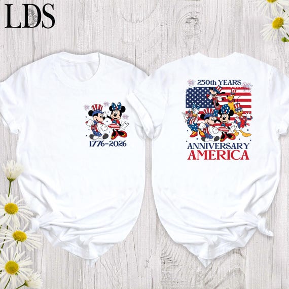 Disney America 250th Anniversary Shirt 4th Of July Tshirt USA Flag Shirt 1776 2026 Mickey Friends Shirts Minnie Mickey 250th Celebrates Tee